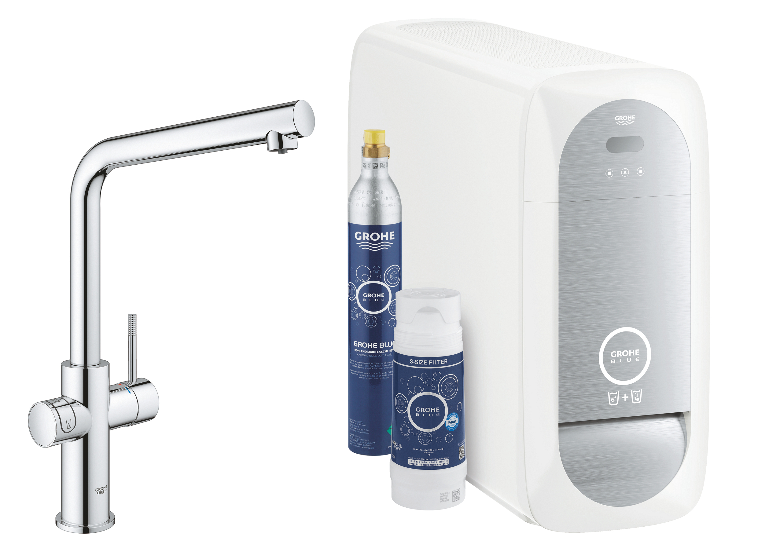 Darmowa Dostawa - Bateria kuchenna z filtrem stojąca starlight chrome Grohe Blue 31454001