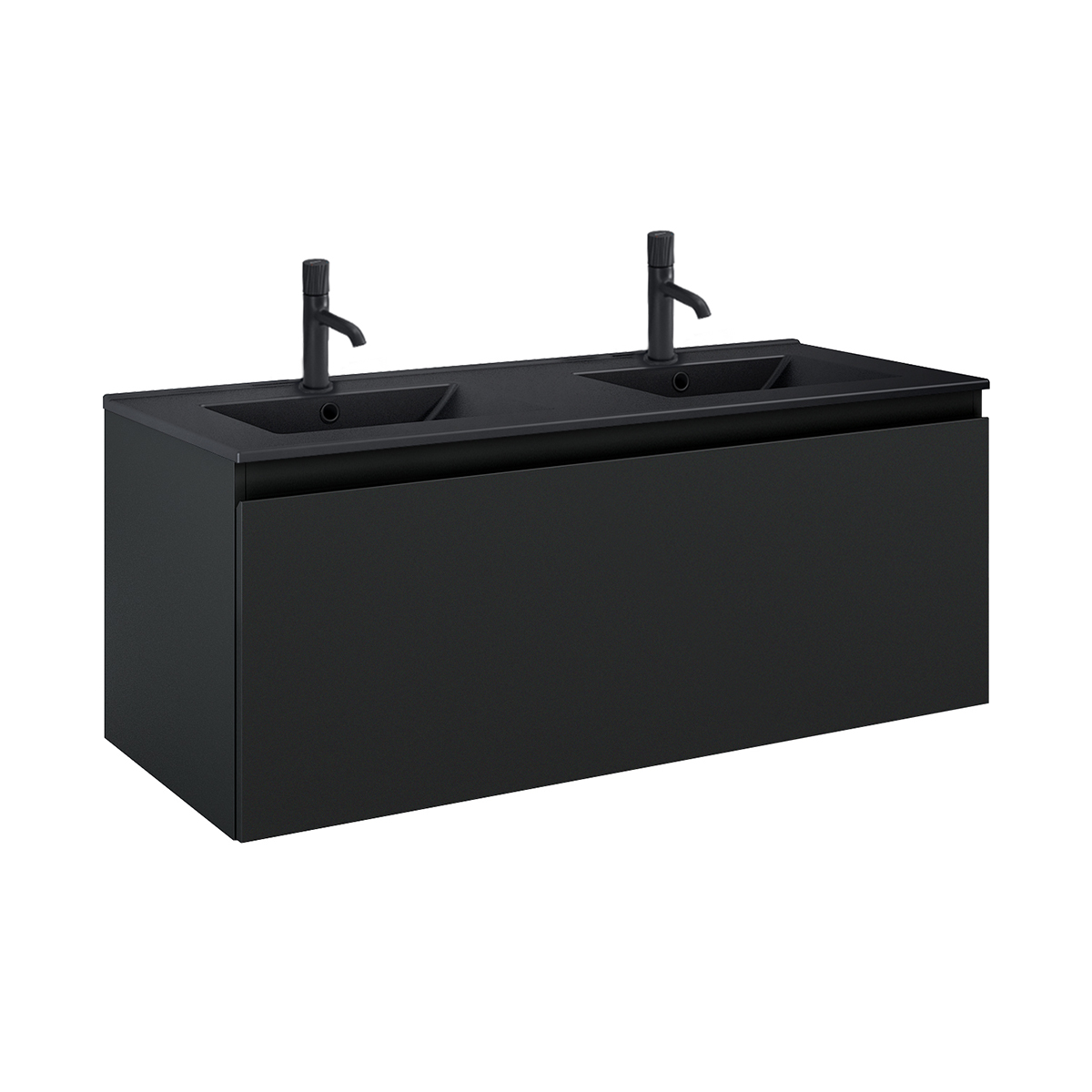Darmowa Dostawa - Umywalka z szafką 120 cm czarną Oltens Vernal 68035300