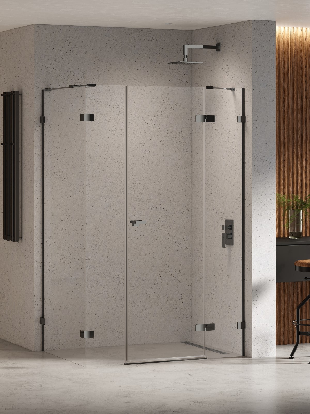 Darmowa Dostawa - Kabina prysznicowa 150x80 cm prostokątna czarny połysk/szkło przezroczyste New Trendy Eventa Black Chrome EXK6235
