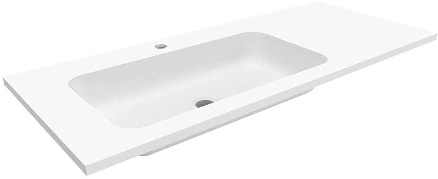 Darmowa Dostawa - Umywalka 110x45 cm prostokątna wpuszczana-z blatem biała Cristalstone Linea Simpla U1100MBLOTCR