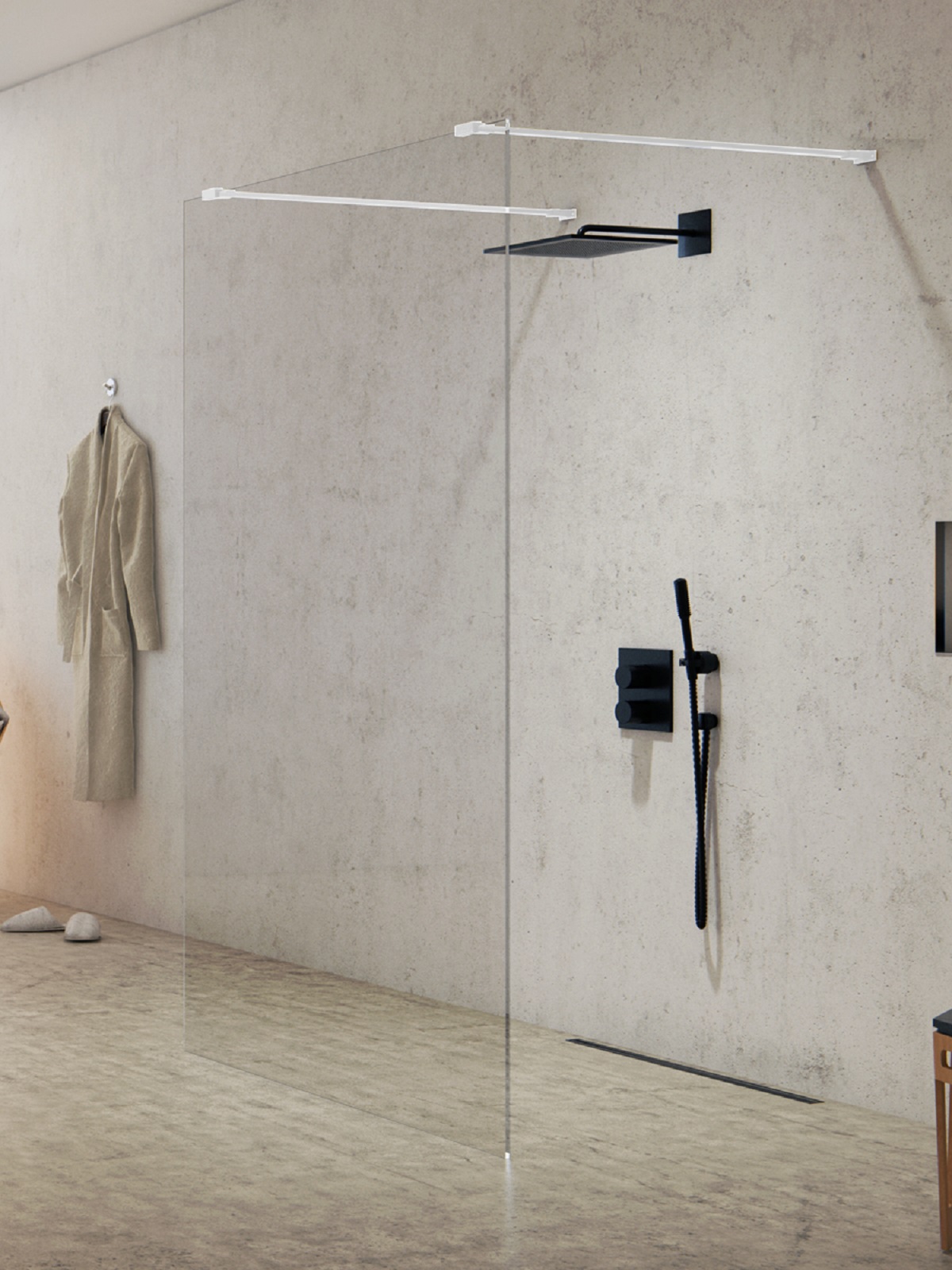 Darmowa Dostawa - Ścianka prysznicowa walk-in 100 cm biały mat/szkło przezroczyste New Trendy New Modus White EXK2267
