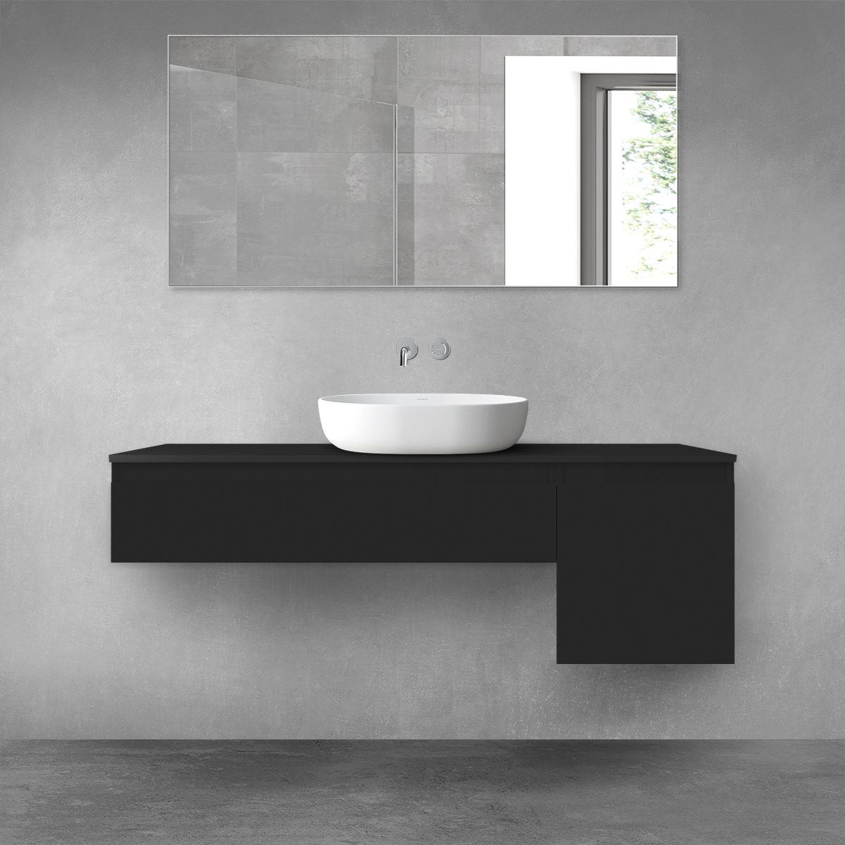 Darmowa Dostawa - Zestaw mebli łazienkowych 140x46.4x48.6 cm podumywalkowa wisząca czarna Oltens Vernal 68281300