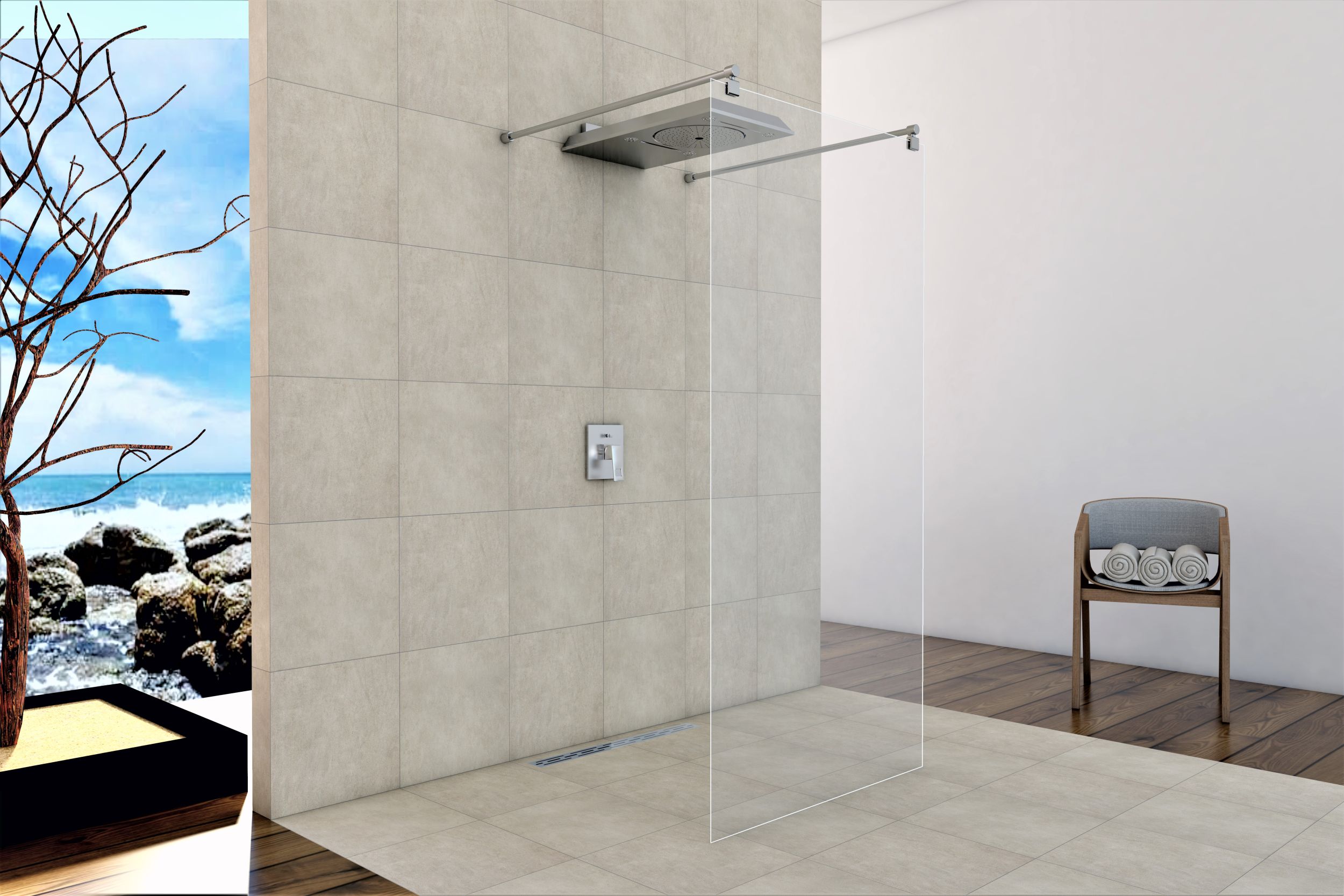 Darmowa Dostawa - Ścianka prysznicowa walk-in 100 cm Sea-Horse Easy In BKP252T10