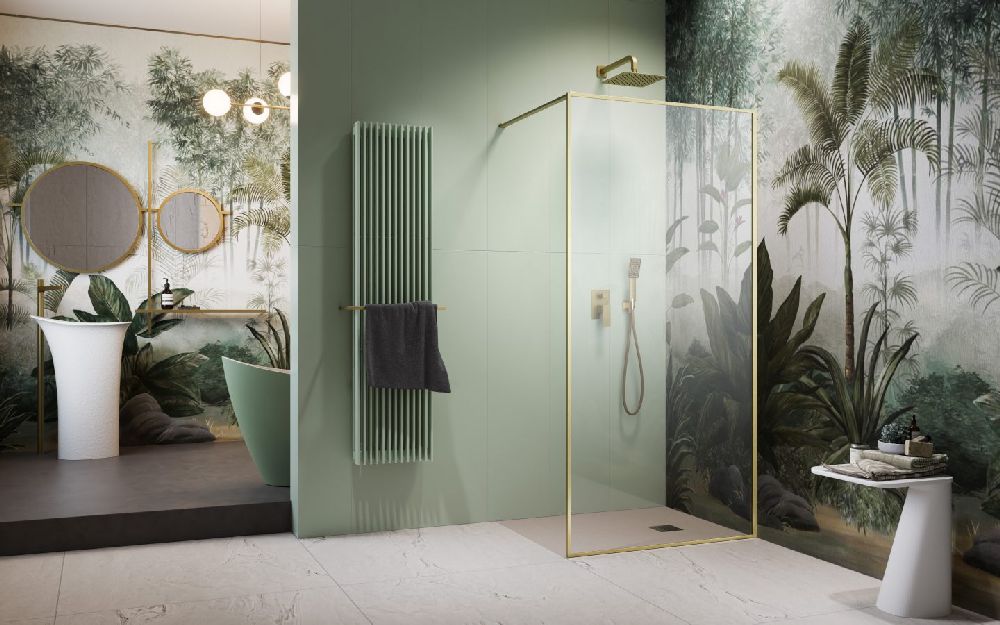 Darmowa Dostawa - Ścianka prysznicowa walk-in 100 cm złoty szczotkowany/szkło przezroczyste Radaway Modo F Brushed Gold II 104091049901
