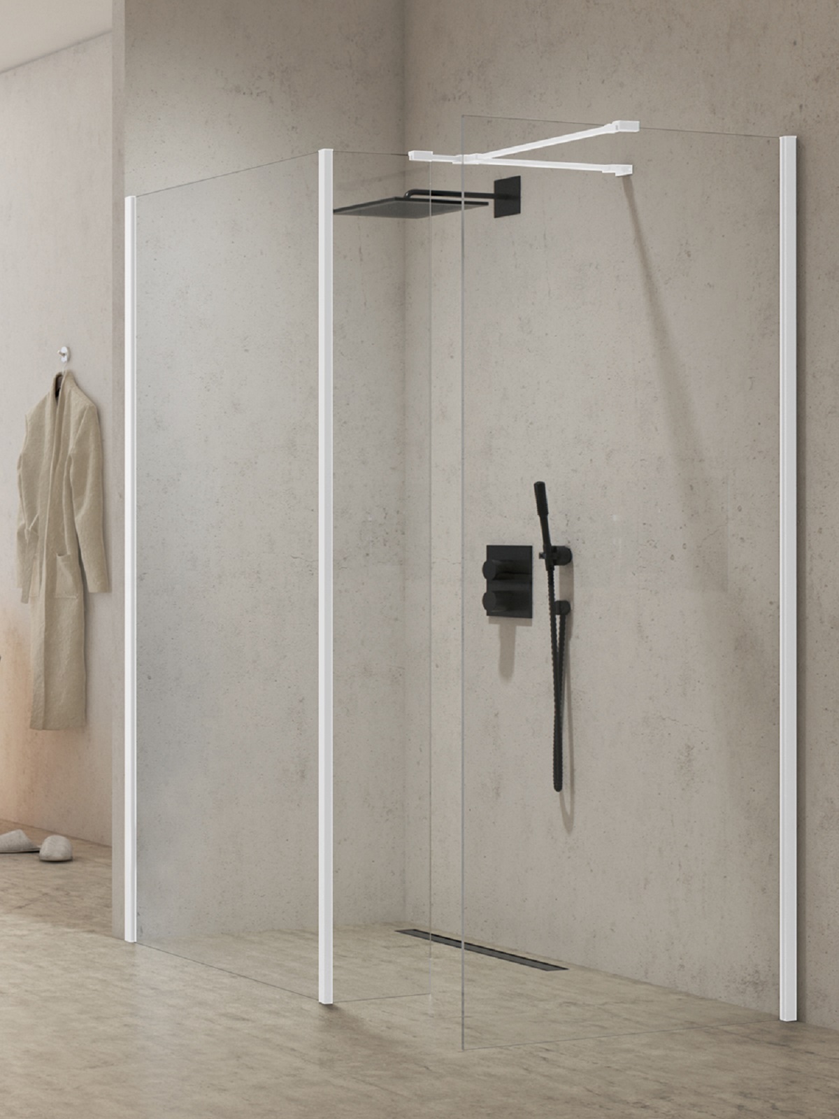 Darmowa Dostawa - Ścianka prysznicowa walk-in 100 cm biały mat/szkło przezroczyste New Trendy New Modus White EXK2279