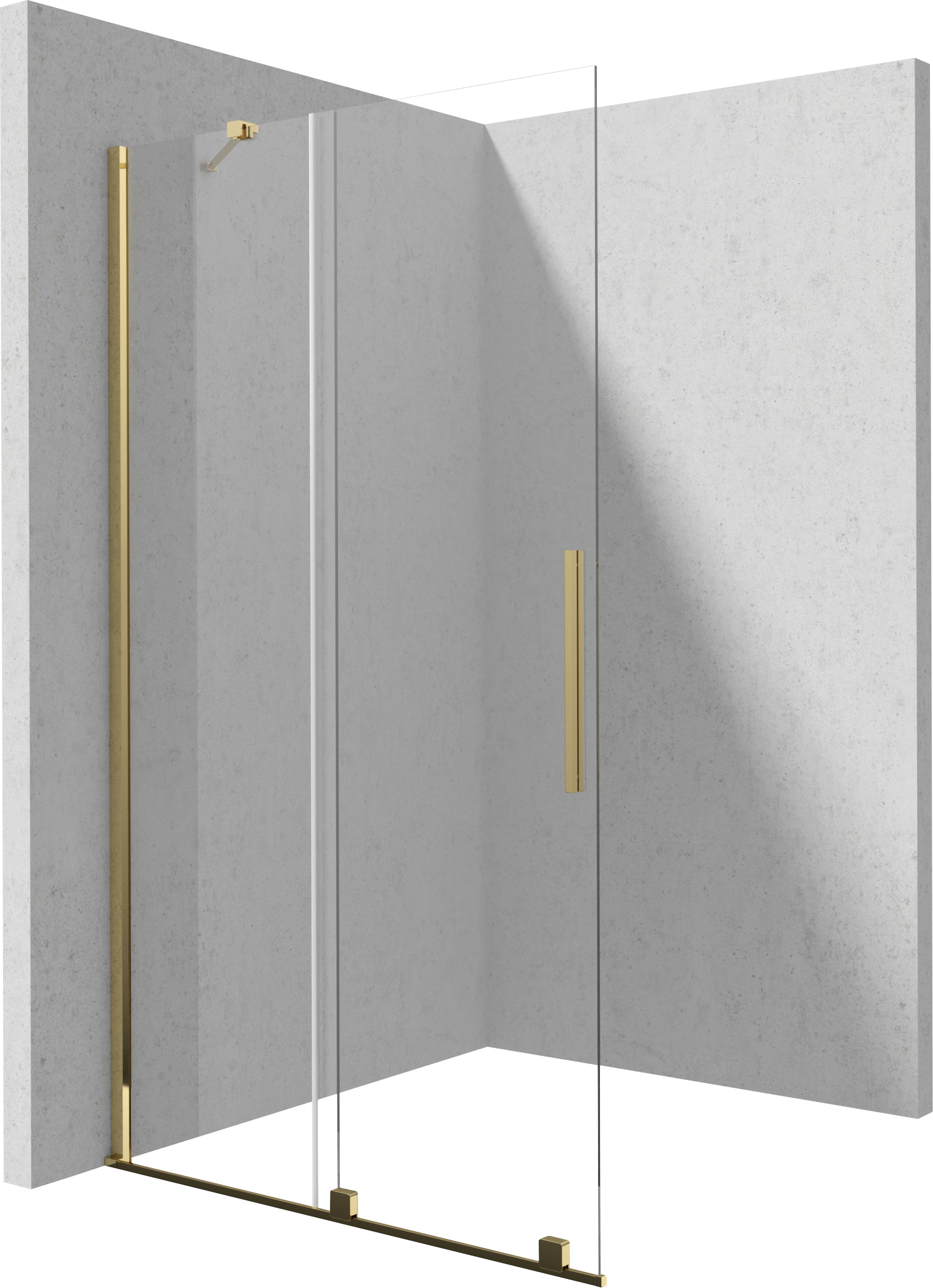 Darmowa Dostawa - Ścianka prysznicowa walk-in 100 cm złoty połysk/szkło przezroczyste Deante Prizma KTJZ30R