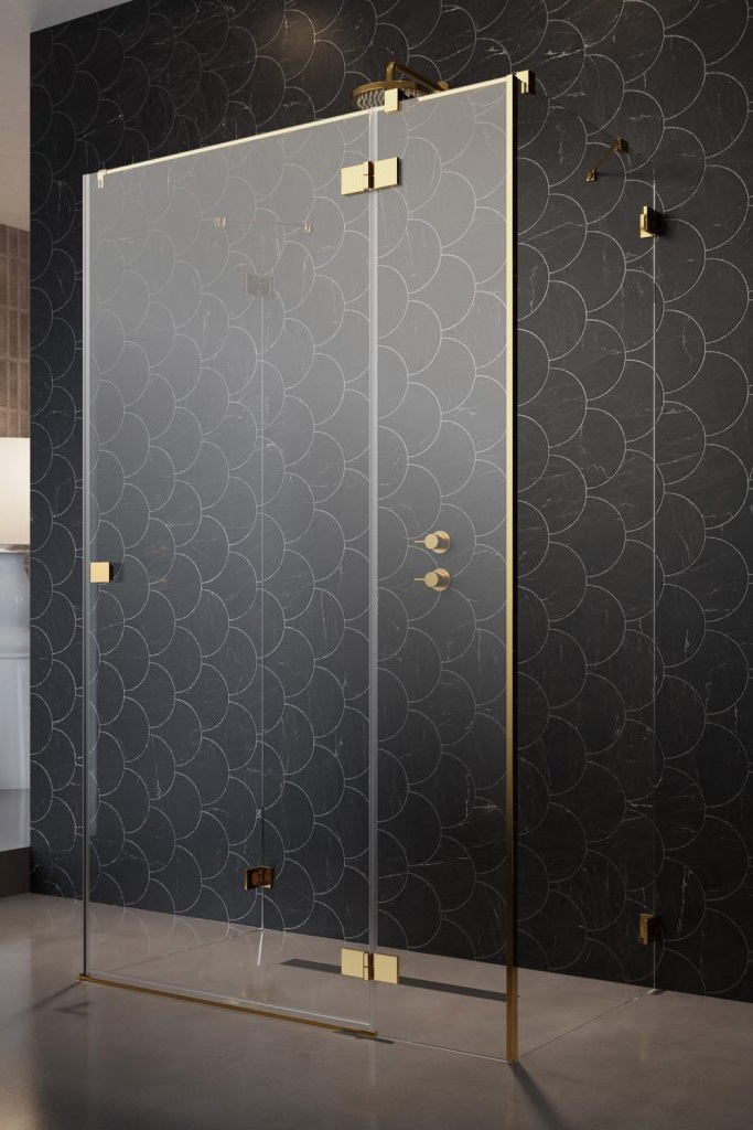 Darmowa Dostawa - Drzwi prysznicowe 90 cm uchylne Radaway Essenza Pro Gold KDJ+S 100973900901R