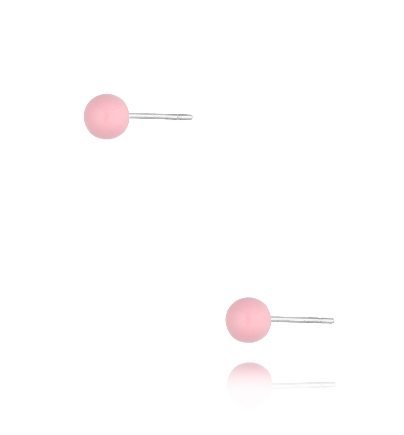 Kolczyki kulki z różową emalią 5 mm Enamel Balls - By Dziubeka