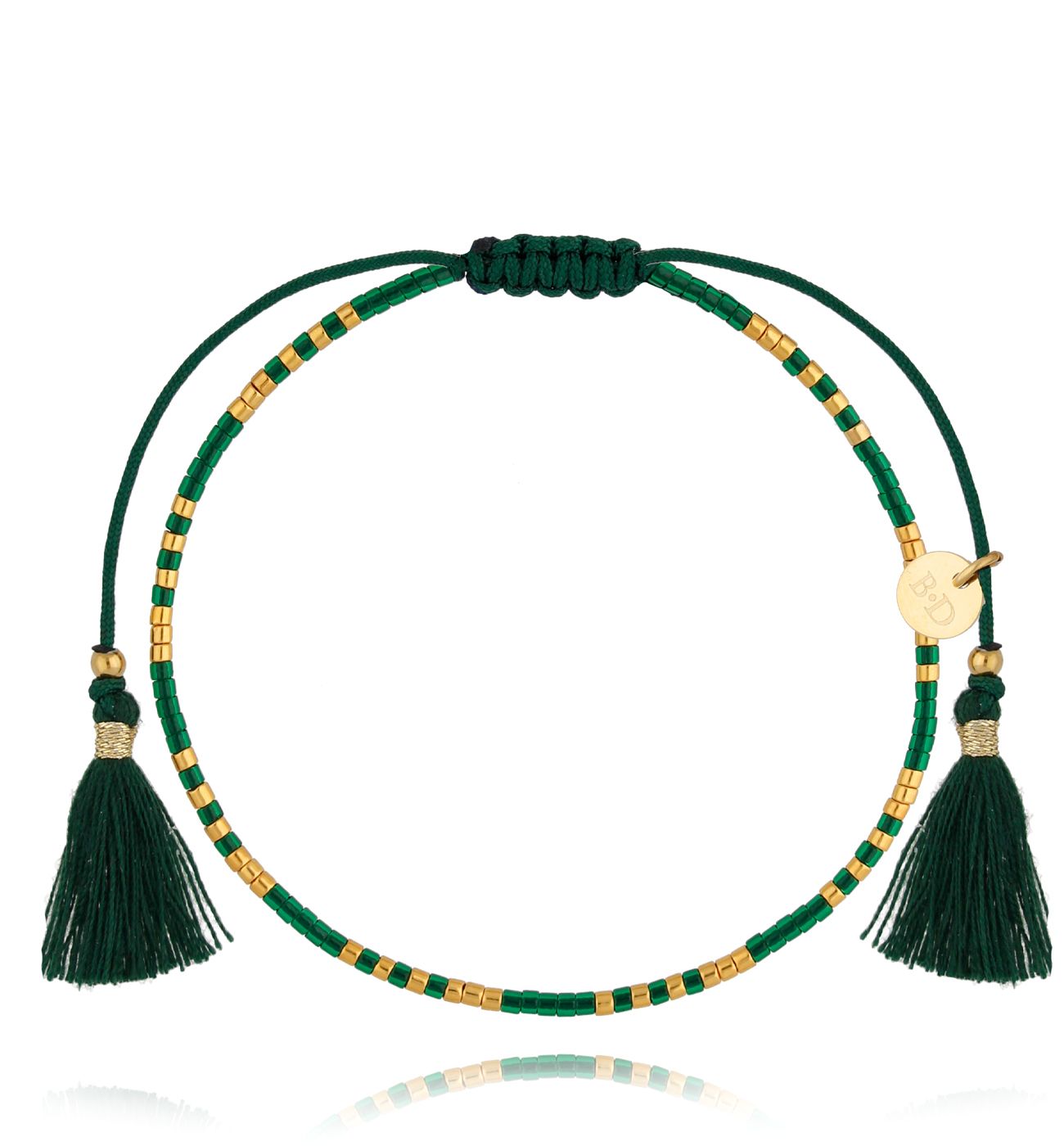 Bransoletka zielona z chwostami Beads - By Dziubeka