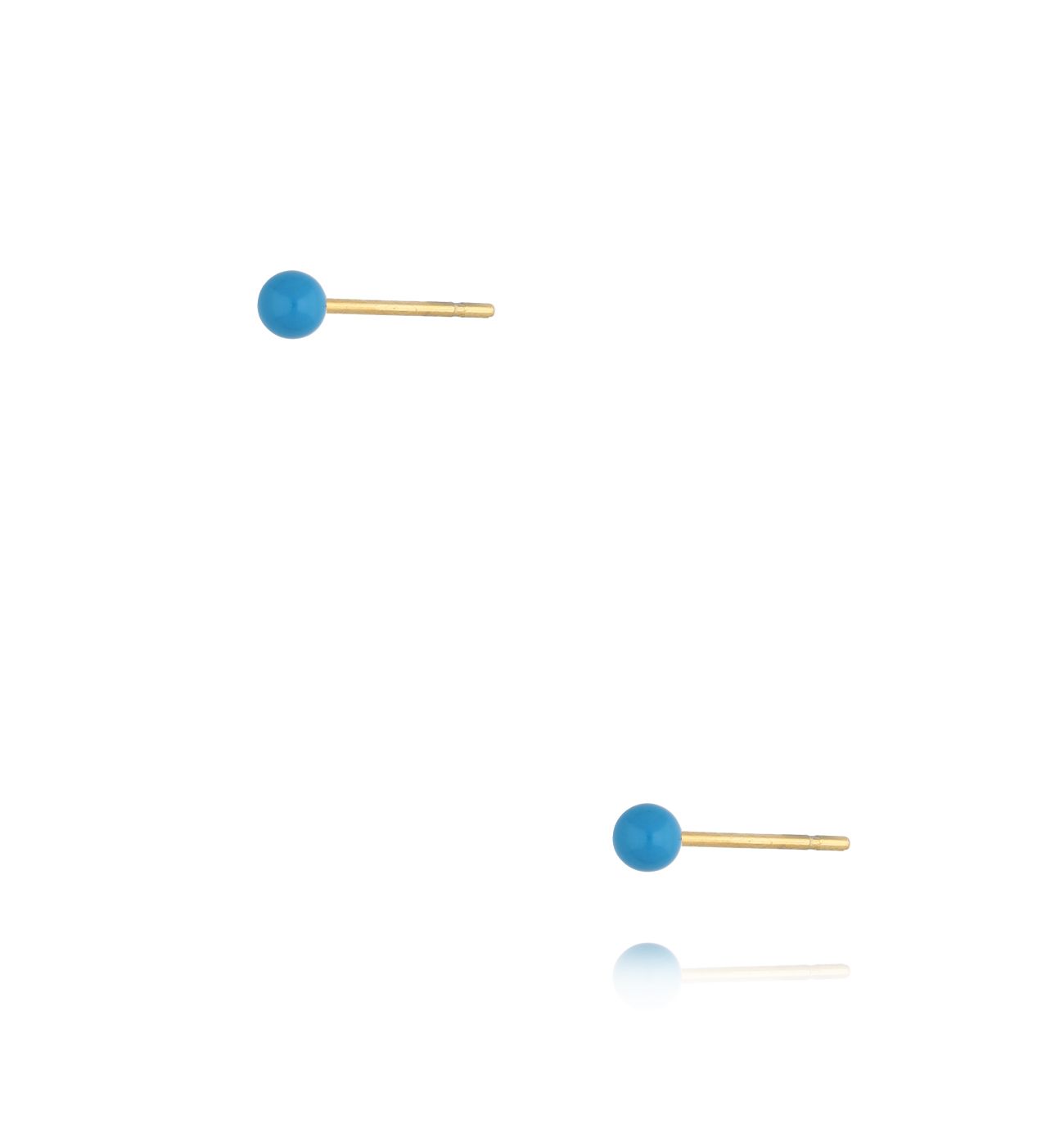 Kolczyki złote kulki z niebieską emalią 3 mm Enamel Balls - By Dziubeka