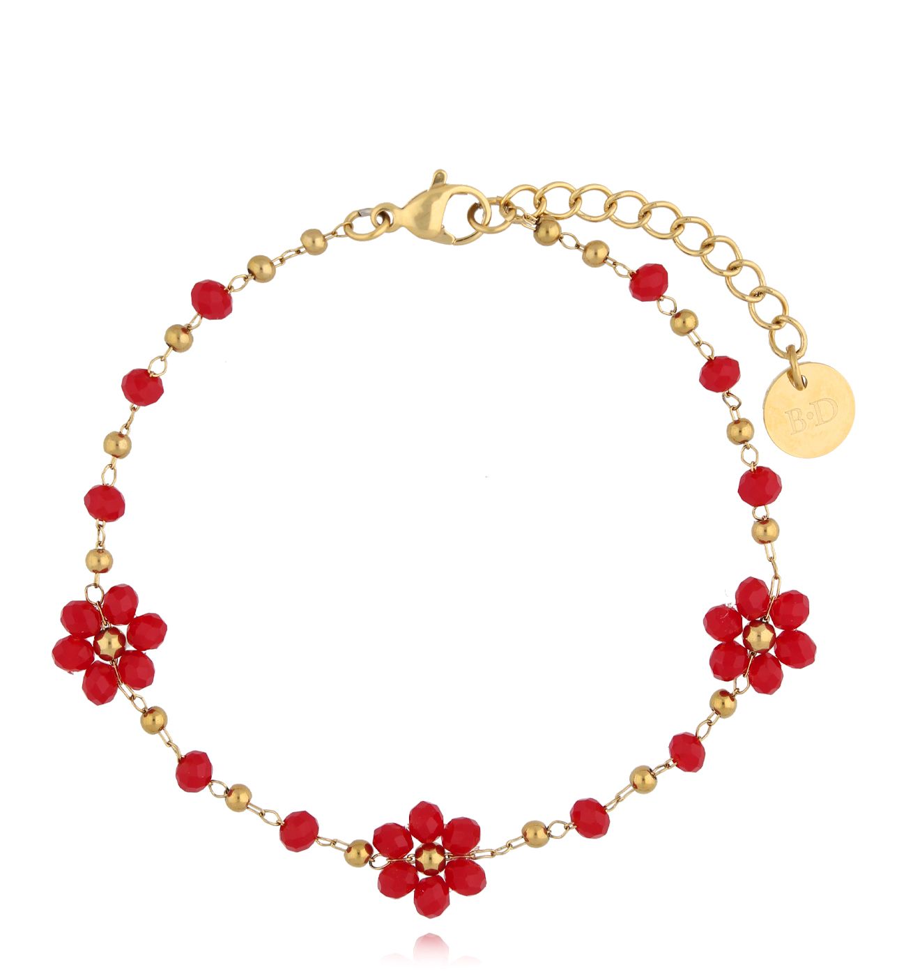 Bransoletka z czerwonymi kwiatkami Mini Bouquet - By Dziubeka