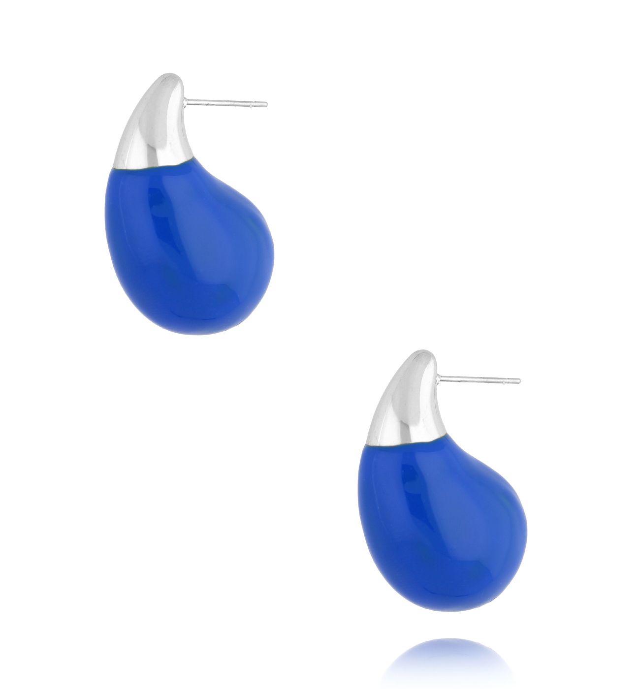 Kolczyki srebrne łezki duże z granatową emalią Enamel Kylie KSA1681