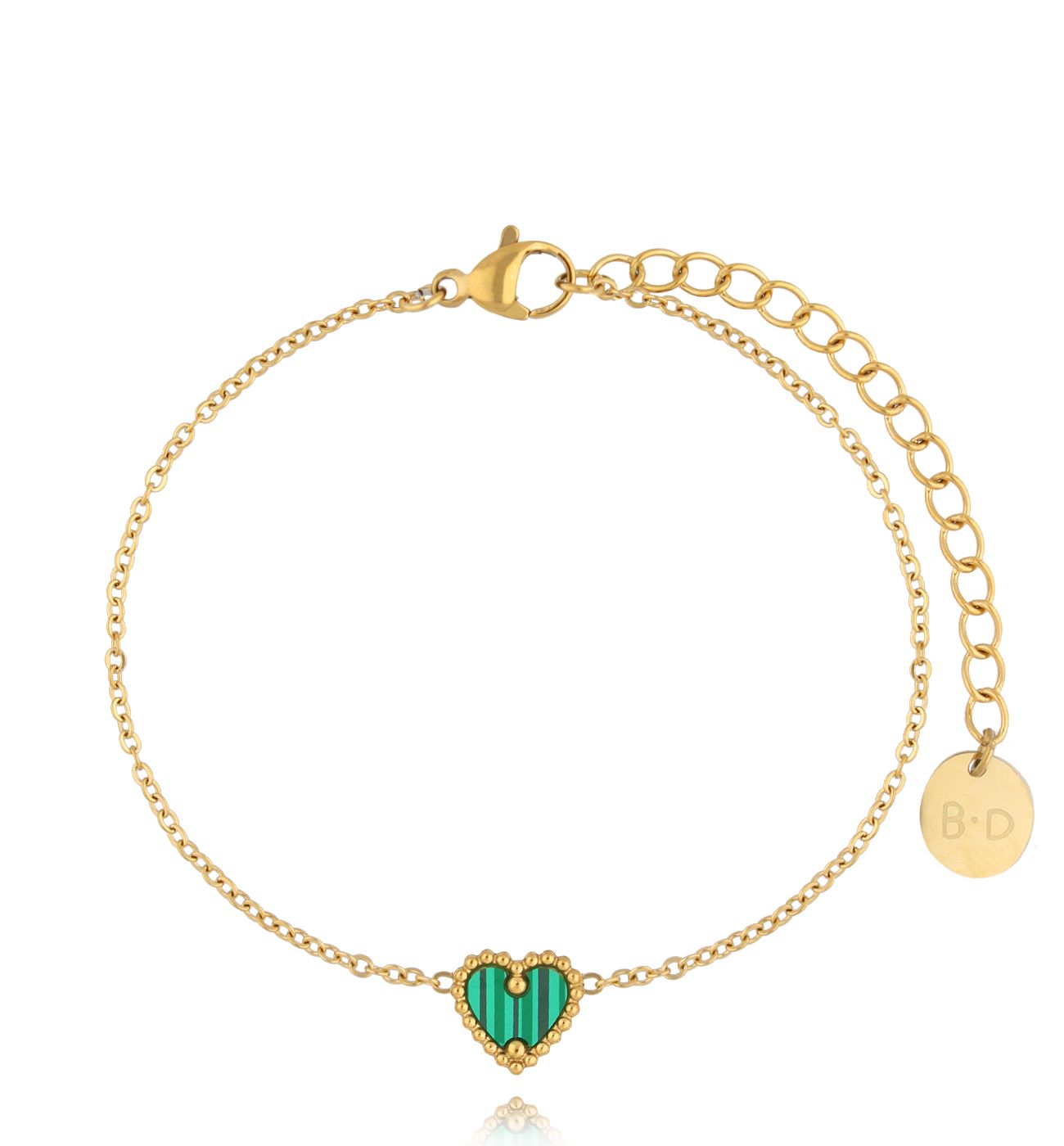 Bransoletka z zielonym sercem Loving Heart BSY0066 - By Dziubeka