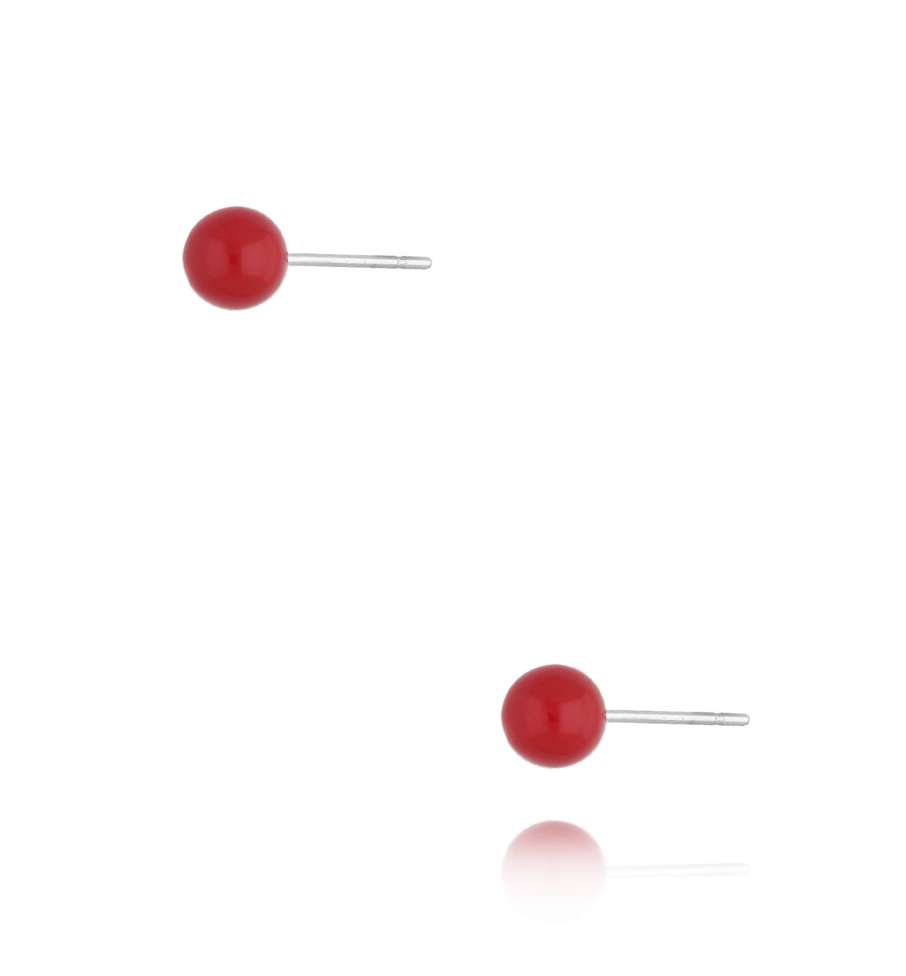Kolczyki kulki z bordową emalią 5 mm Enamel Balls - By Dziubeka