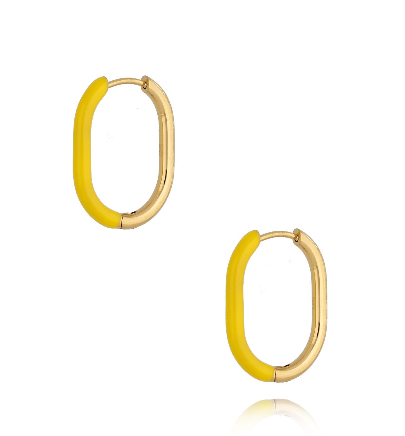 Kolczyki złote z żółtą emalią owalne Enamel KSA0904