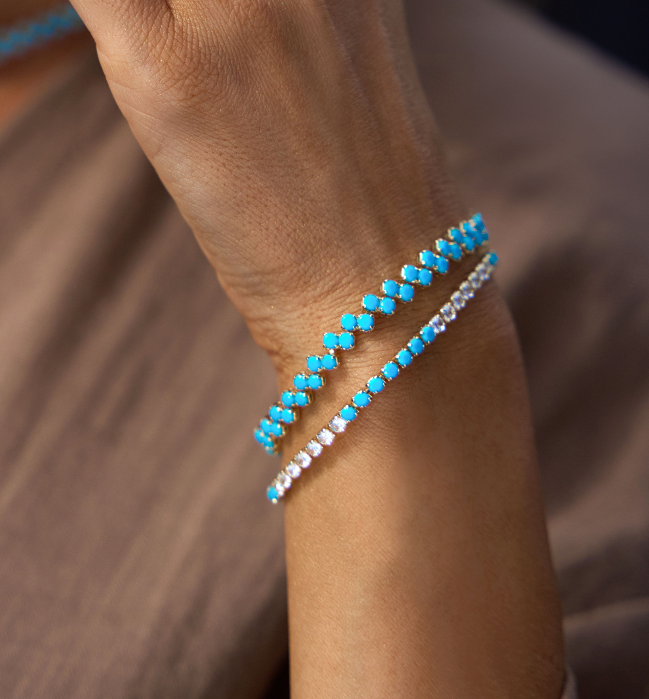 Bransoletka turkusowa z kryształkami Aqua Gem BSS0193