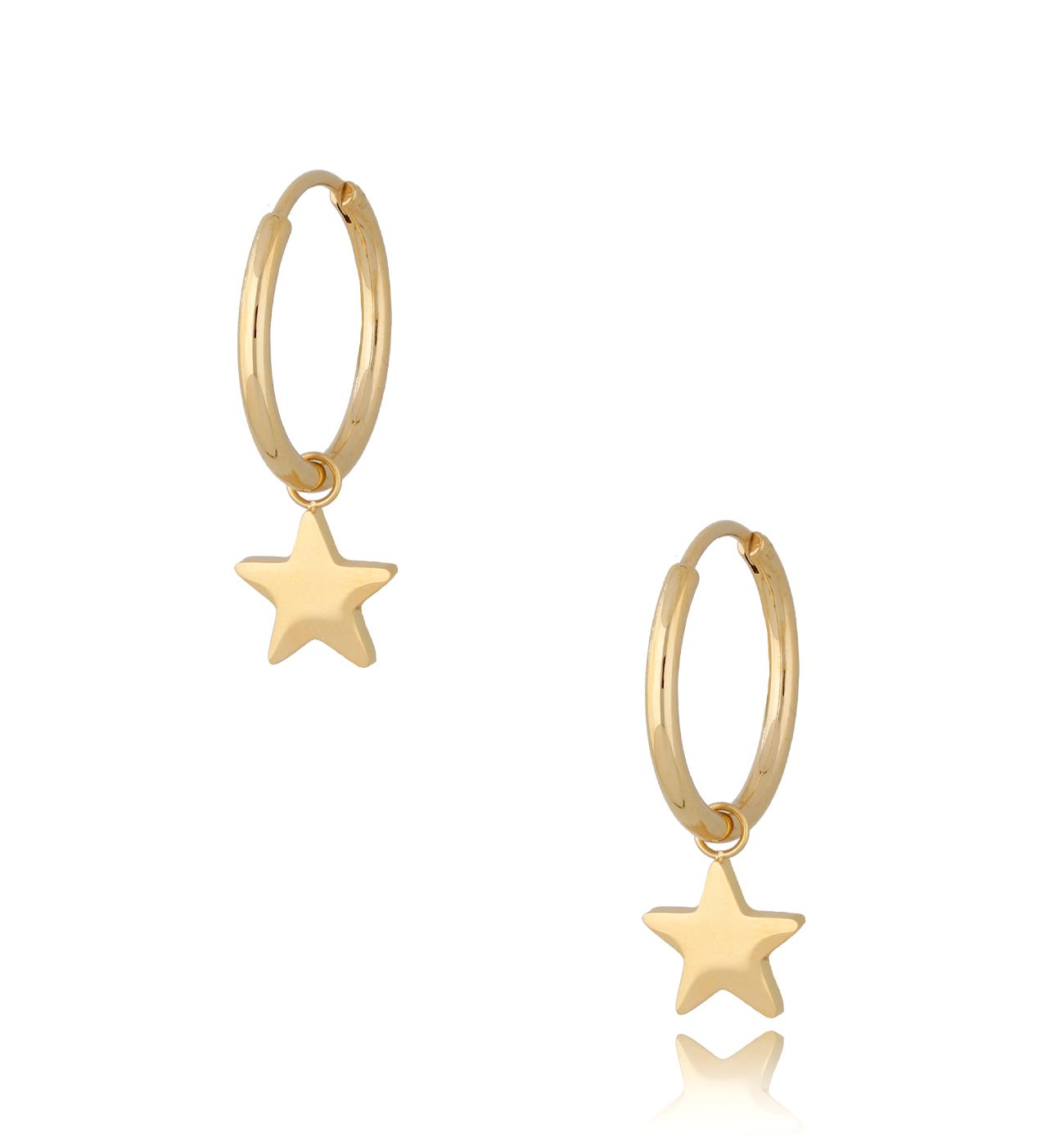 Kolczyki kółka pozłacane ze stali szlachetnej Gold Stars - By Dziubeka