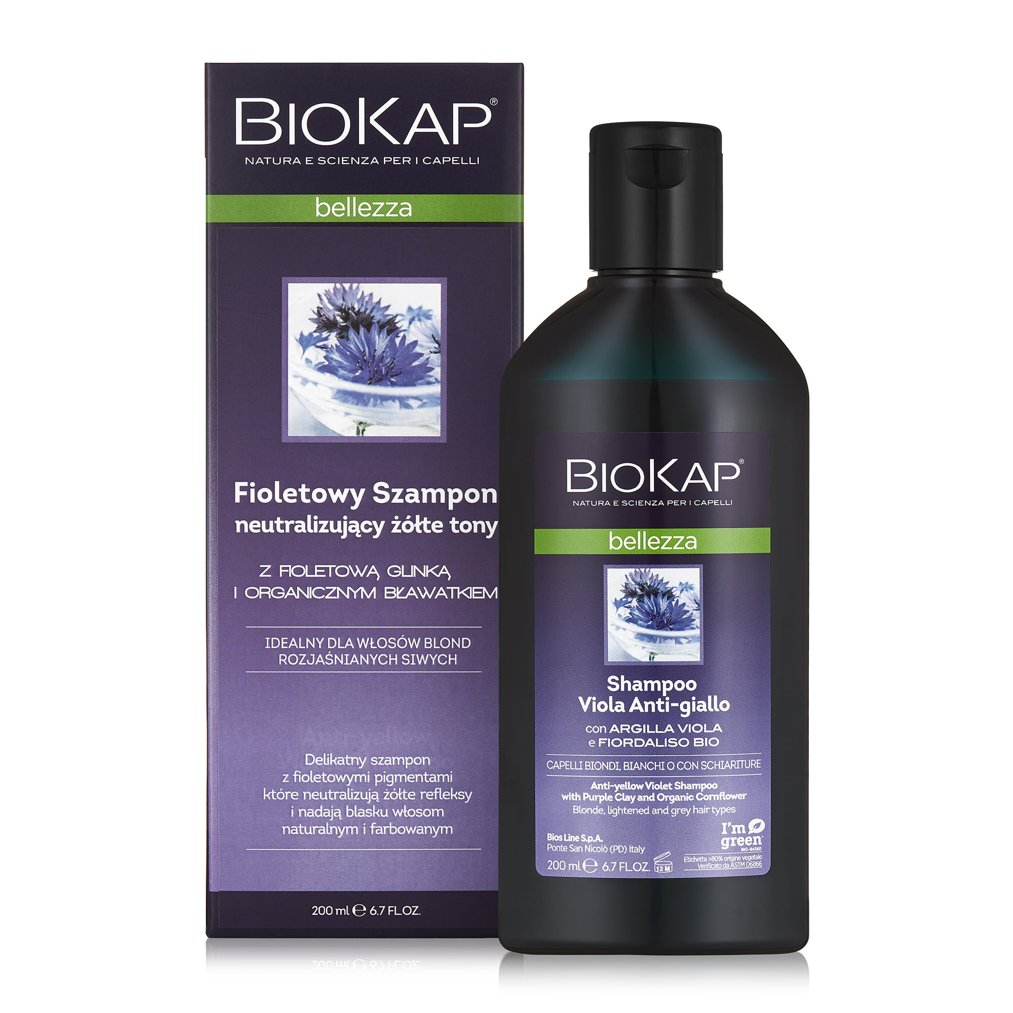 Biokap Bellezza Fioletowy Szampon neutralizujący żółte tony, 200ml