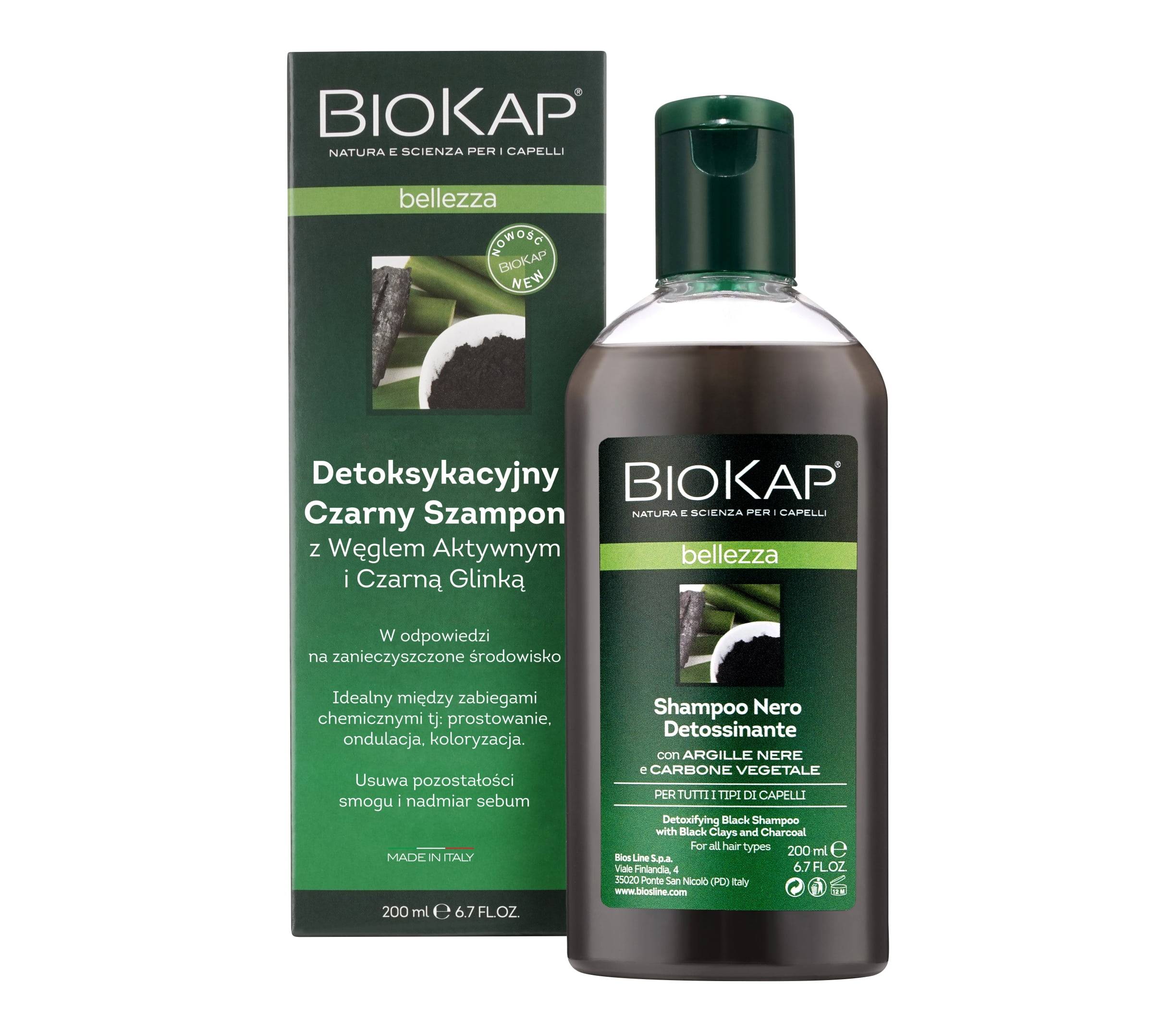BIOKAP Bellezza Czarny Szampon Detoksykacyjny, 200ml