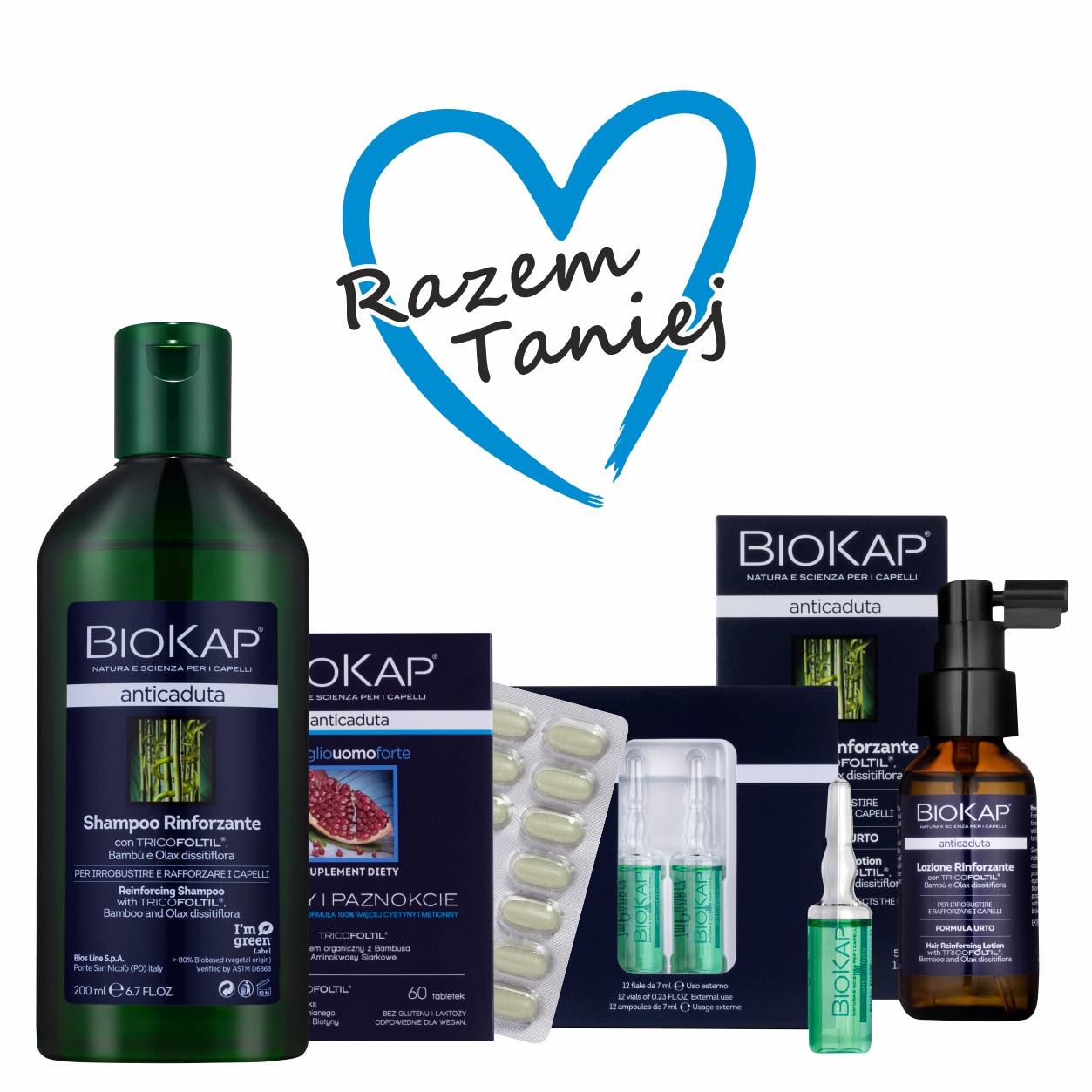 Zestaw dla włosów wypadających VII (Ampułki, lotion, szampon, tabletki)