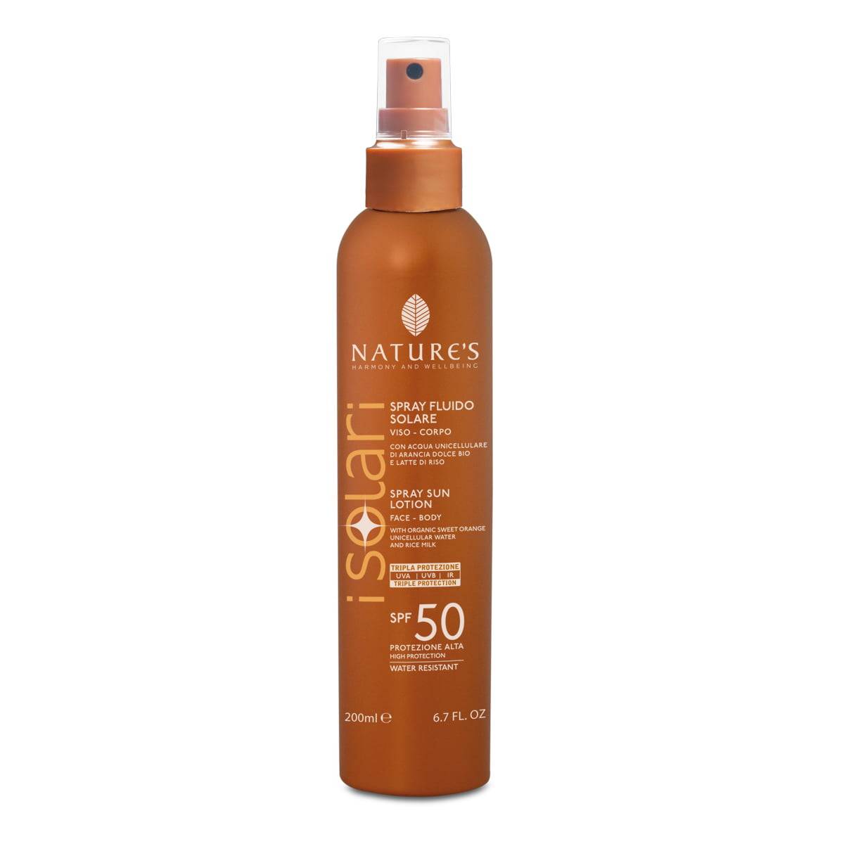 Isolari Przeciwsłoneczny spray kosmetyczny SPF 50 z organiczną wodą z wakuoli, 200ml