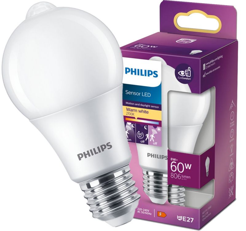 Żarówka Philips LED Sensor A60 E27 8W 2700K ciepła WW 806lm z czujnikiem ruchu 1 szt.