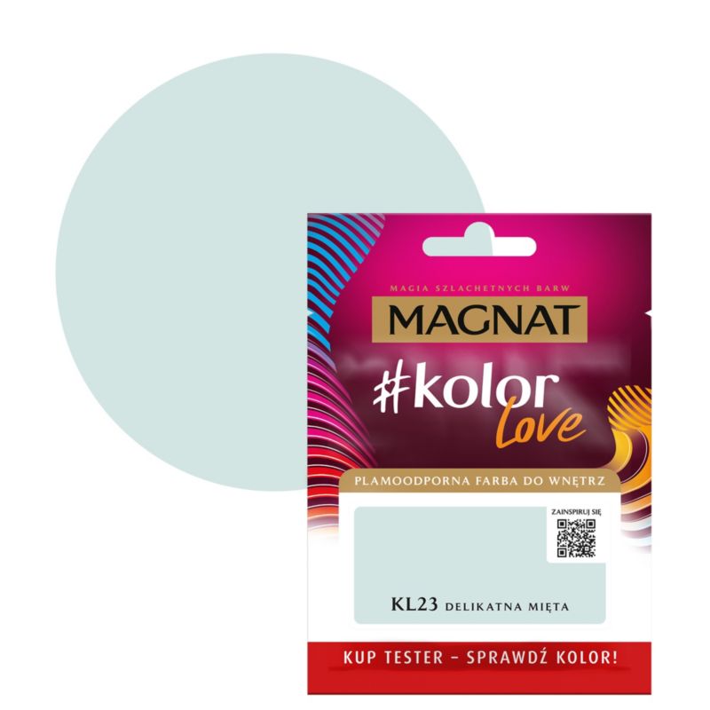 Tester farby plamoodpornej Magnat #kolorLove KL23 delikatna mięta 0,025 l