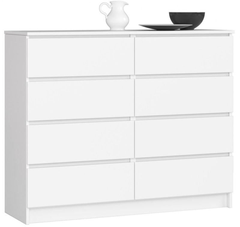 Komoda Akord K120 Biała 120 cm 8 szuflad kolor Biały mat 120x40x99 cm 1 szt.