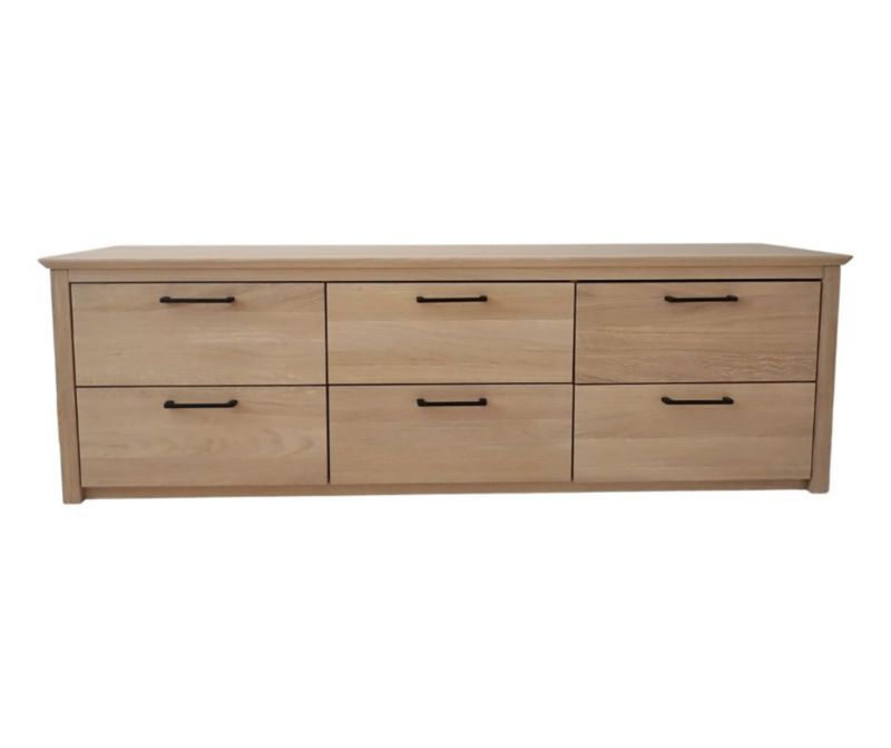 Szafka RTV ICFWood jasny dąb lity 6 szuflad 168,3 x 52 x 42,5 cm 1 szt.
