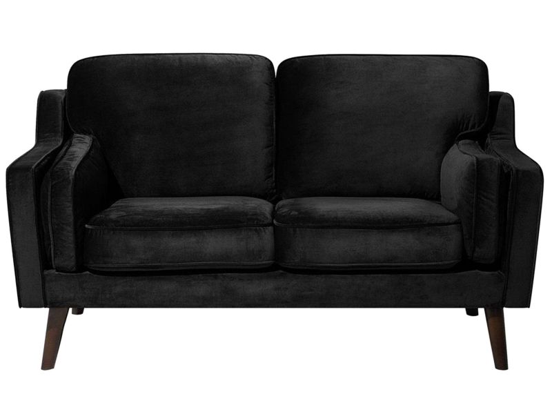 Sofa 2-osobowa welurowa czarna Lokka 1 szt.