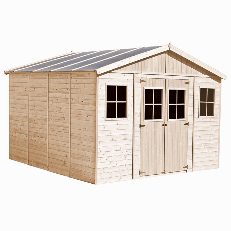 Drewniany domek ogrodowy i podłoga Timbela 16 m² M330M330G Konstrukcja panelowa, drewno naturalne, grubość deski 17 mm, 1 szt.