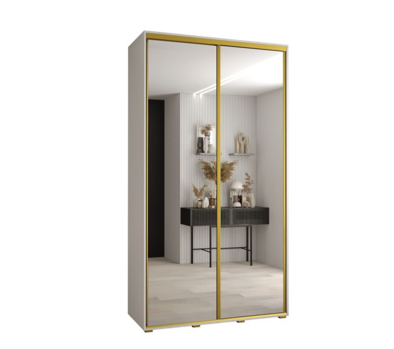 Szafa przesuwna Abiks DAVOS 2 wysoka szer.140cm gł.45cm biały/biały/złoty 1szt.