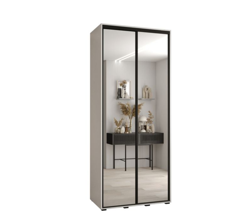 Szafa przesuwna Abiks DAVOS 2 wysoka szer.100cm gł.45cm biały/biały/czarny 1szt.