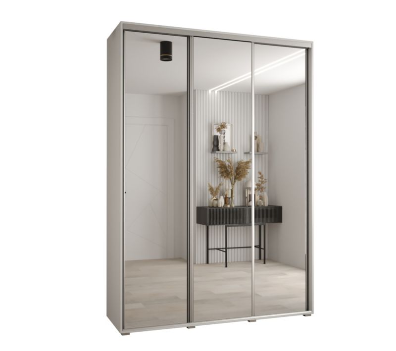Szafa przesuwna Abiks DAVOS 2 wysoka szer.180cm gł.60cm biały/biały/srebrny 1szt.