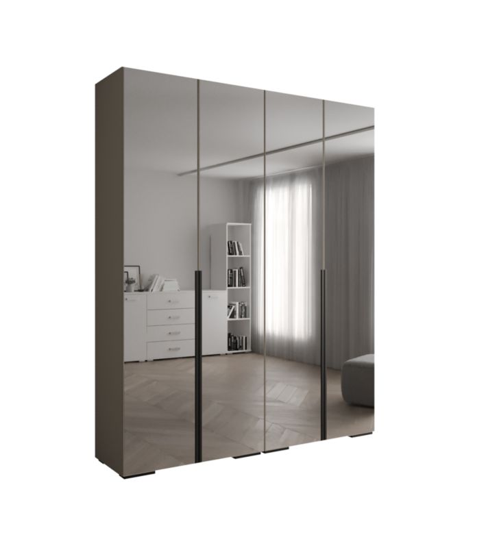 Szafa uchylna Abiks INOVA lustro wz.1 szer.200cm (kaszmir/czarny)