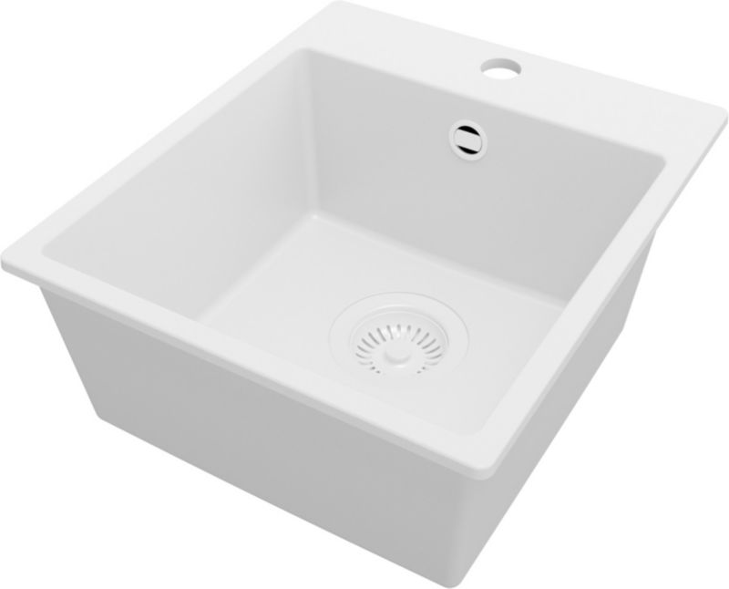 Zlewozmywak Ryga Easy PRIMAGRAN Nablatowy 38x44cm do szafki od 40cm z Syfonem Cały Biały 1 szt.