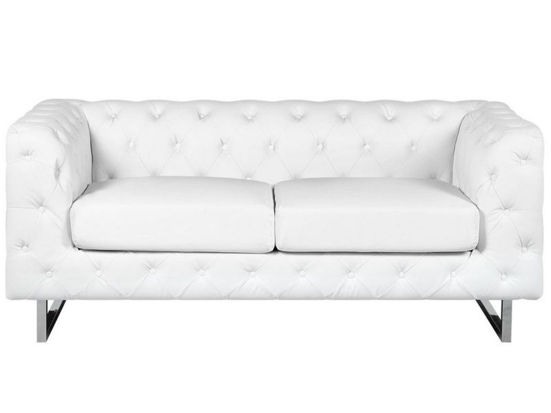 Sofa 2-osobowa ekoskóra biała Vissland 1 szt.