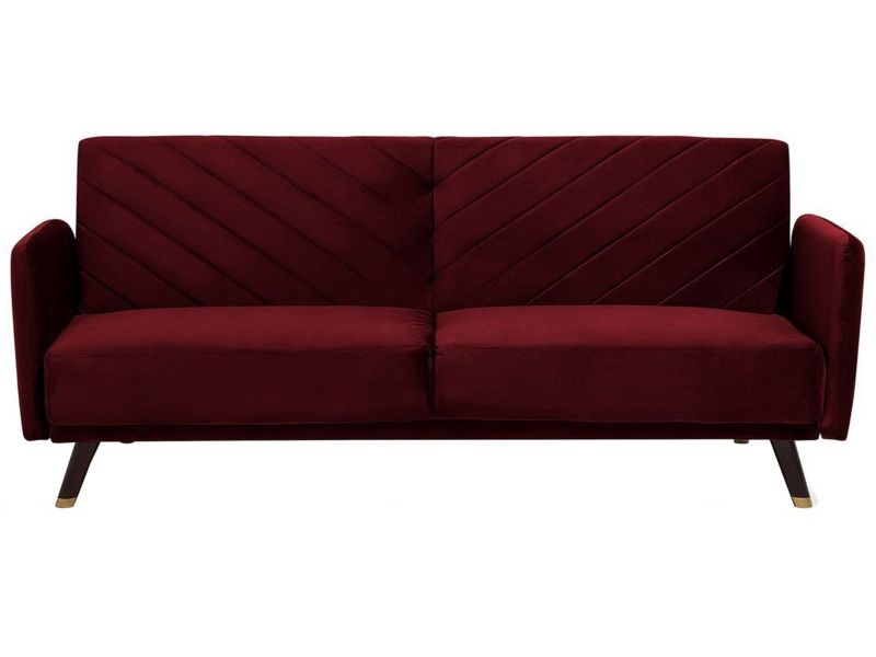 Sofa rozkładana Senja Bordowy Welur 1 szt.