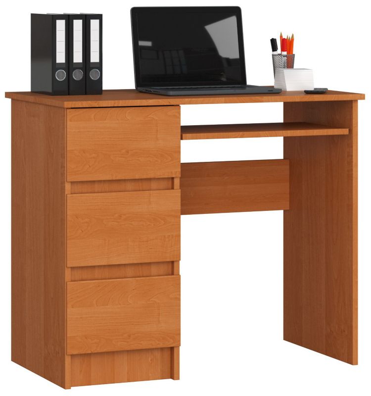 Biurko komputerowe Akord A6 Olcha 90 cm lewe 3 szuflady kolor Olcha mat 1 półka 90x50x77 cm 1 szt.