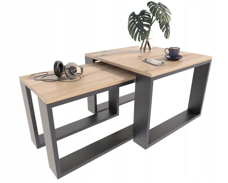 Ława Matkam stolik LOFT-PER artisan-czarny 2 szt.