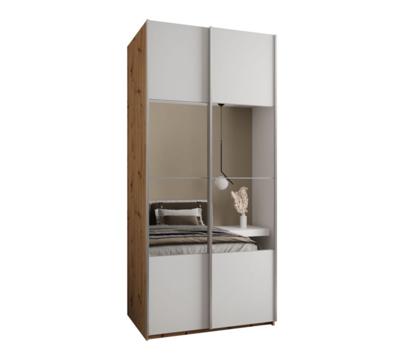 Szafa przesuwna Abiks LUX 4 wysoka szer.100cm artisan/biały/srebrny 1szt.