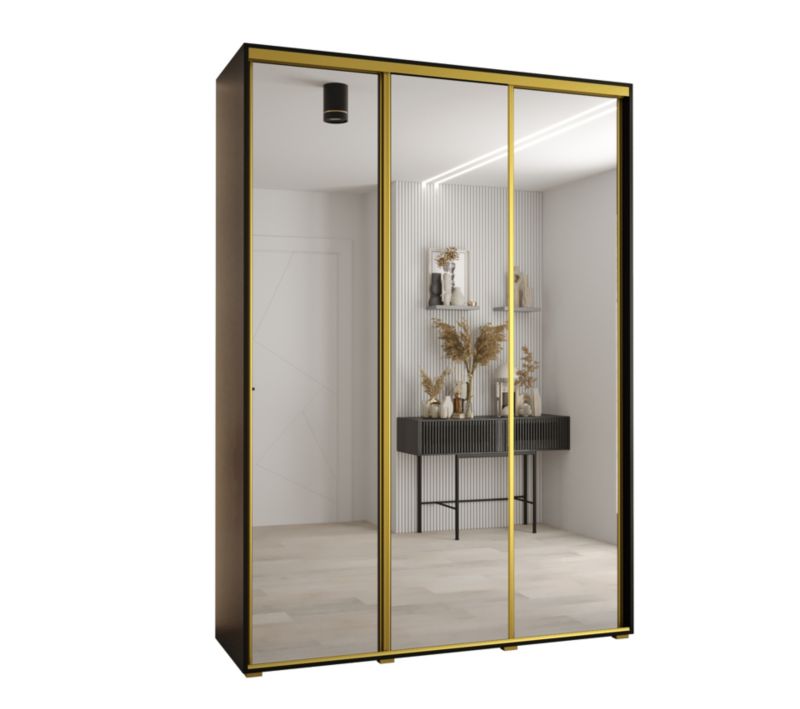Szafa przesuwna Abiks DAVOS 2 wysoka szer.180cm gł.60cm czarny/czarny/złoty 1szt.