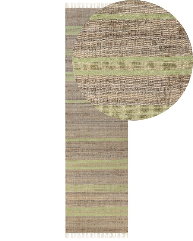 Dywan z juty 80 x 300 cm beżowo-zielony Talpur 1 szt.