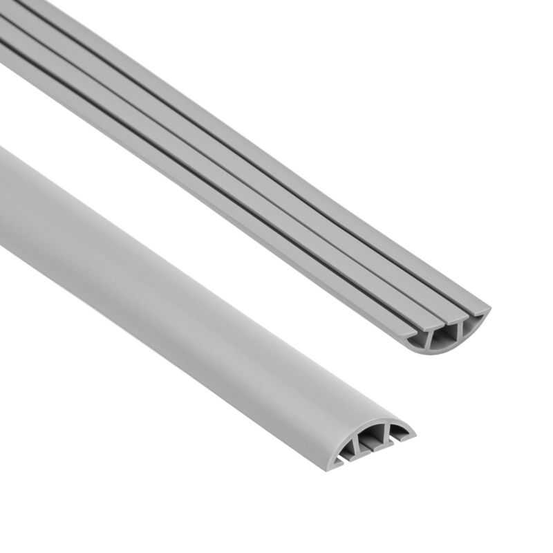 Listwa kablowa maskująca PCV 10x80mm, QUEST, półokrągła, maskownica kabli, szary, 2m