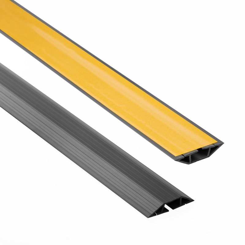 Listwa kablowa maskująca PCV 10x80mm, QUEST, trapezowa, samoprzylepna maskownica kabli, ciemnoszary, 2m