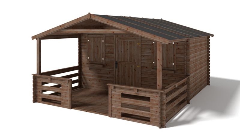 Domek ogrodowy ALTANKA - 4x3 m z tarasem 4x2m - 20 m2 drewniany, impregnowany, 1szt.