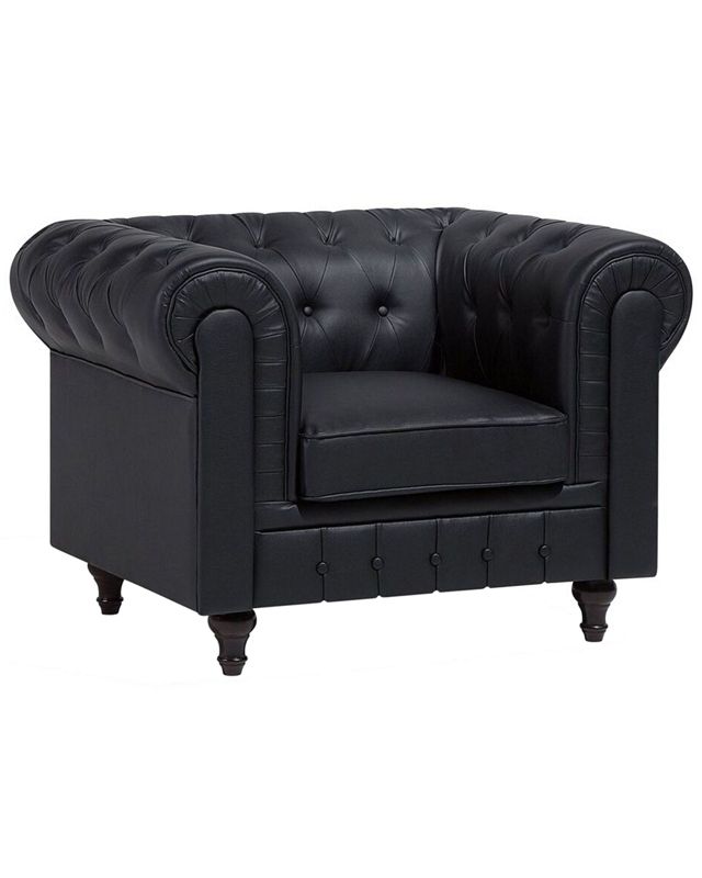 Fotel Chesterfield Ekoskóra Czarny 1 szt.