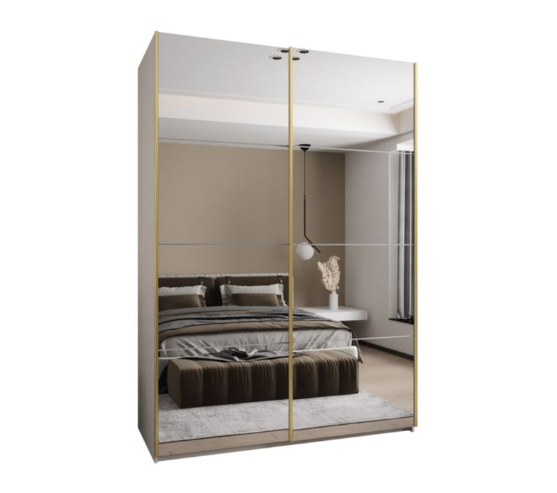 Szafa przesuwna Abiks LUX 2 wysoka szer.180cm biały/biały/złoty 1szt.
