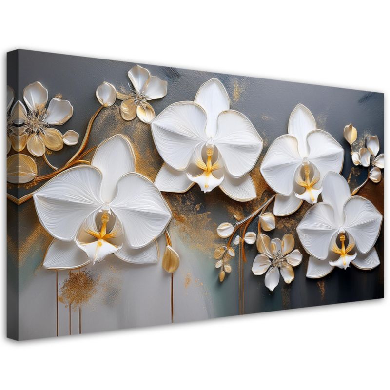 Obraz na płótnie Feeby 100x50cm Orchidea Biały Kwiat Abstrakcja 1 szt.