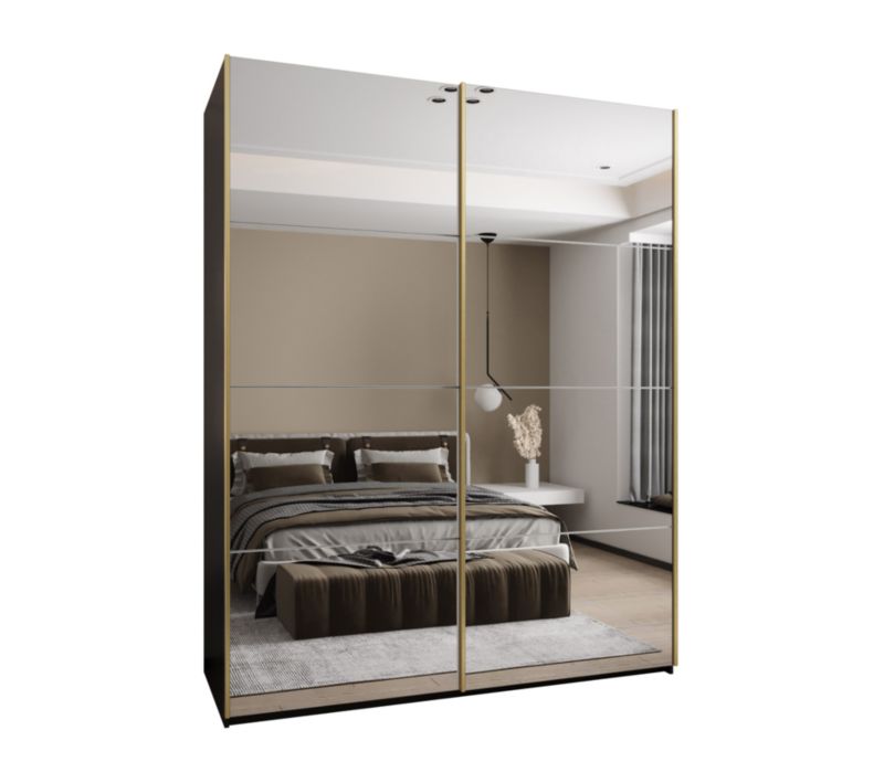 Szafa przesuwna Abiks LUX 2 wysoka szer.200cm czarny/biały/złoty 1szt.